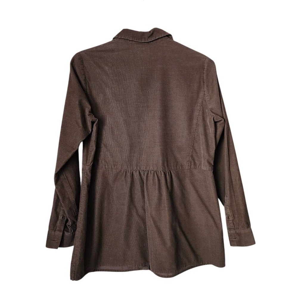 J. JILL VINTAGE Brown Corduroy Tunic Button Down Shirt Jacket Medium M Fine Wale - Picture 2 of 5